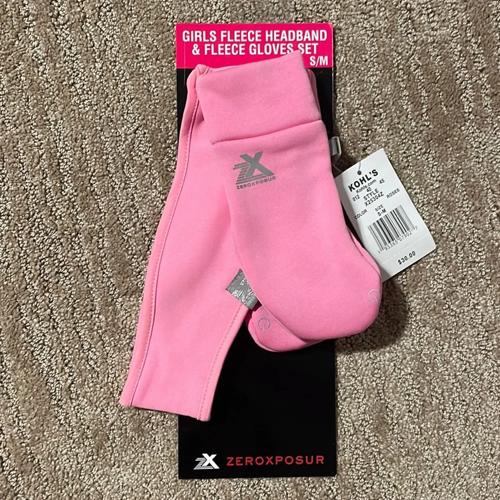 ❄️Girls Fleece Headband and Fleece Mittens
